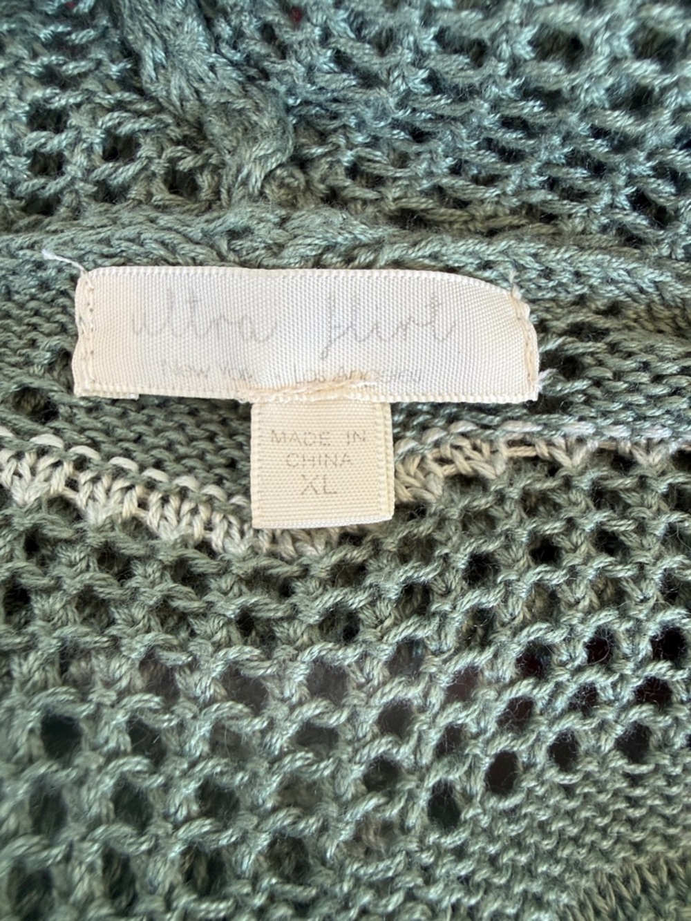 Olive Green Open-Knit Women’s Sweater - XL